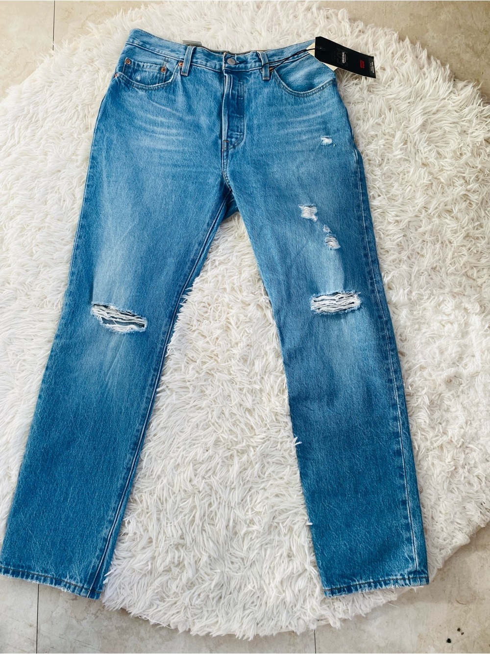 Levi’s Premium 501 Original Jeans High Rise Distressed Straight Leg  NWT